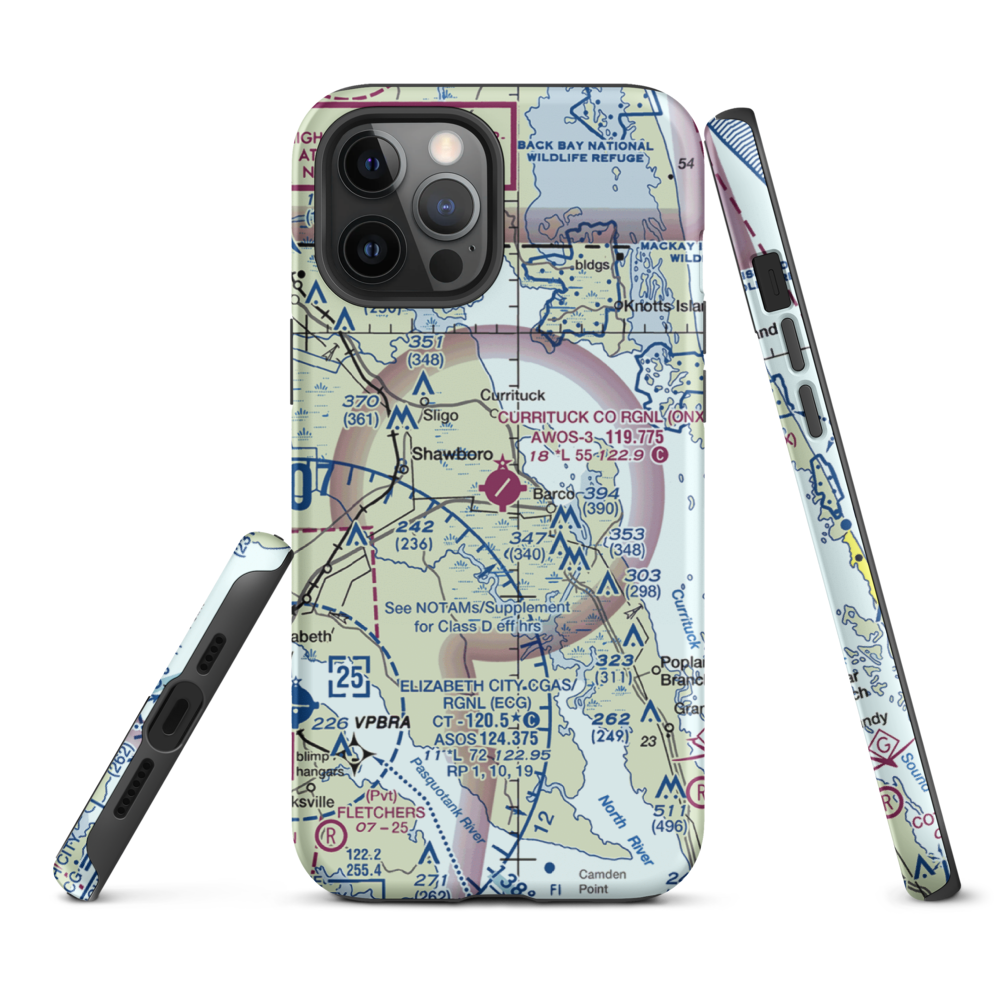 Currituck County Regional Airport (ONX) VFR Sectional  Tough iPhone Case iPhone 12 Pro Max model shown
