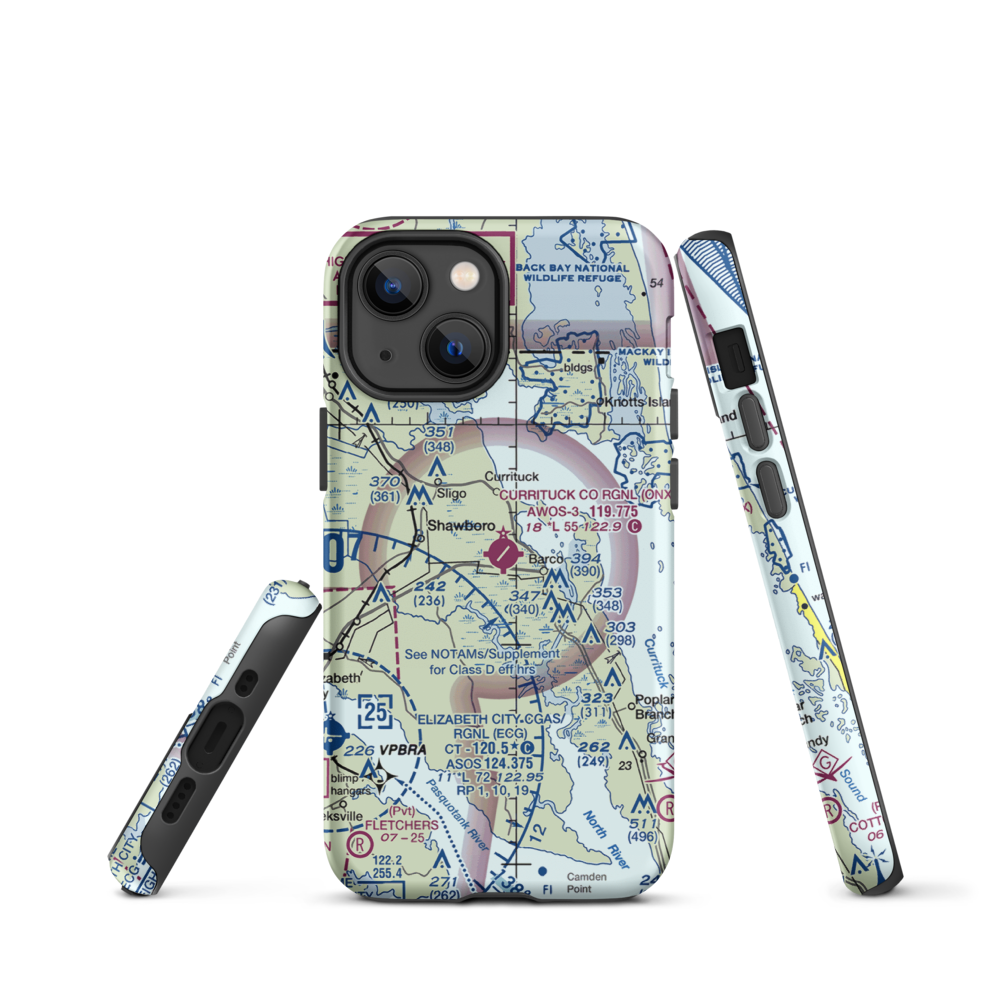 Currituck County Regional Airport (ONX) VFR Sectional  Tough iPhone Case iPhone 13 mini model shown