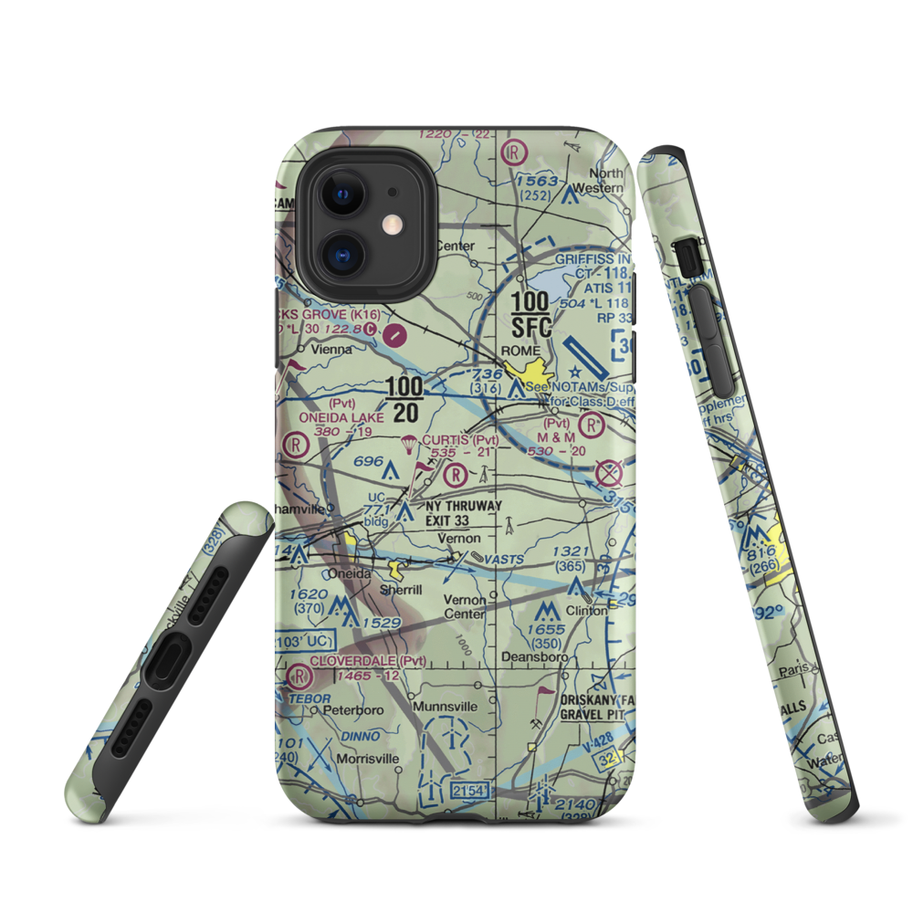 Curtis Airport (NY62) VFR Sectional  Tough iPhone Case iPhone 11 model shown