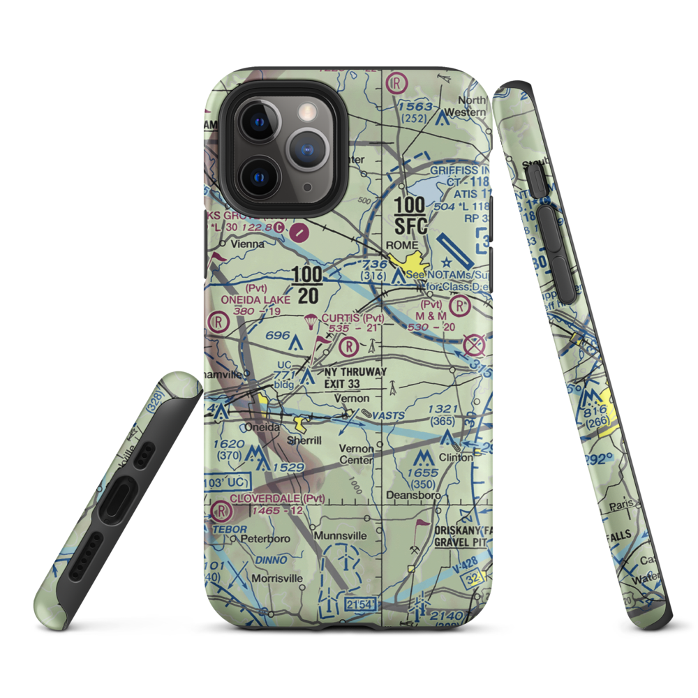 Curtis Airport (NY62) VFR Sectional  Tough iPhone Case iPhone 11 Pro model shown