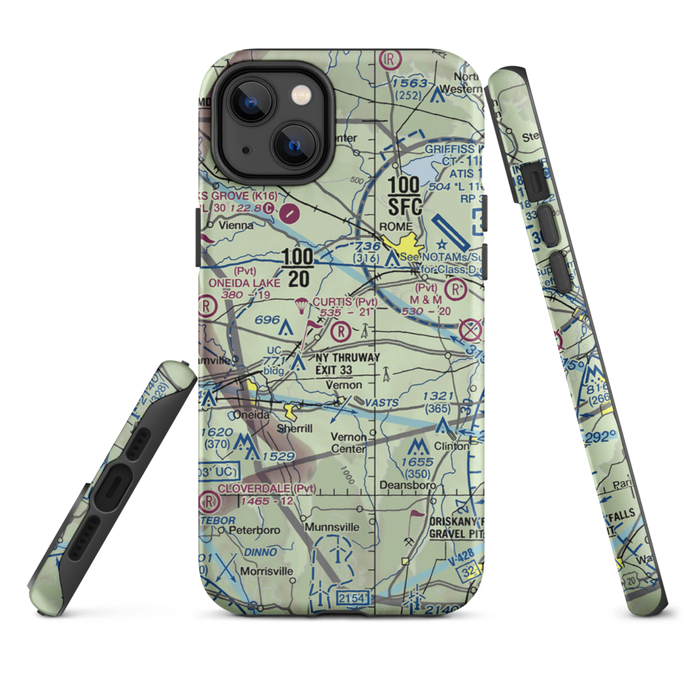 Curtis Airport (NY62) VFR Sectional  Tough iPhone Case iPhone 14 Plus model shown