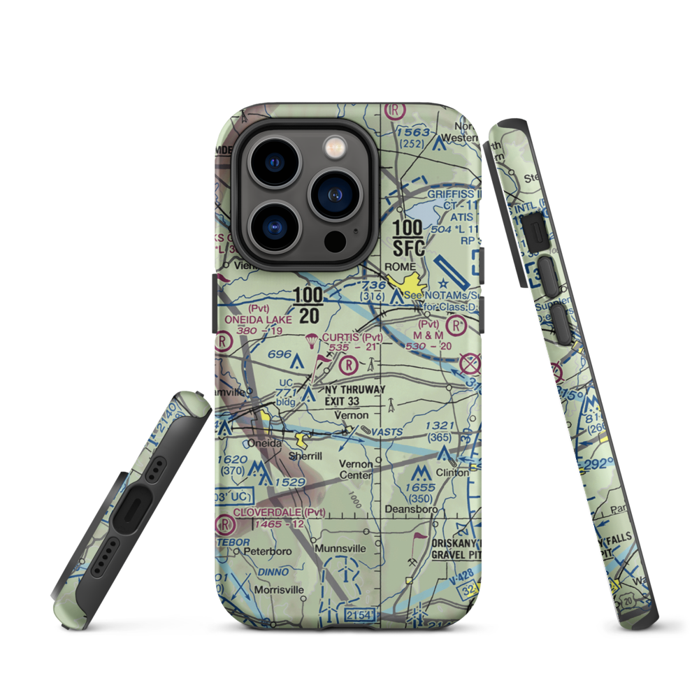 Curtis Airport (NY62) VFR Sectional  Tough iPhone Case iPhone 14 Pro model shown