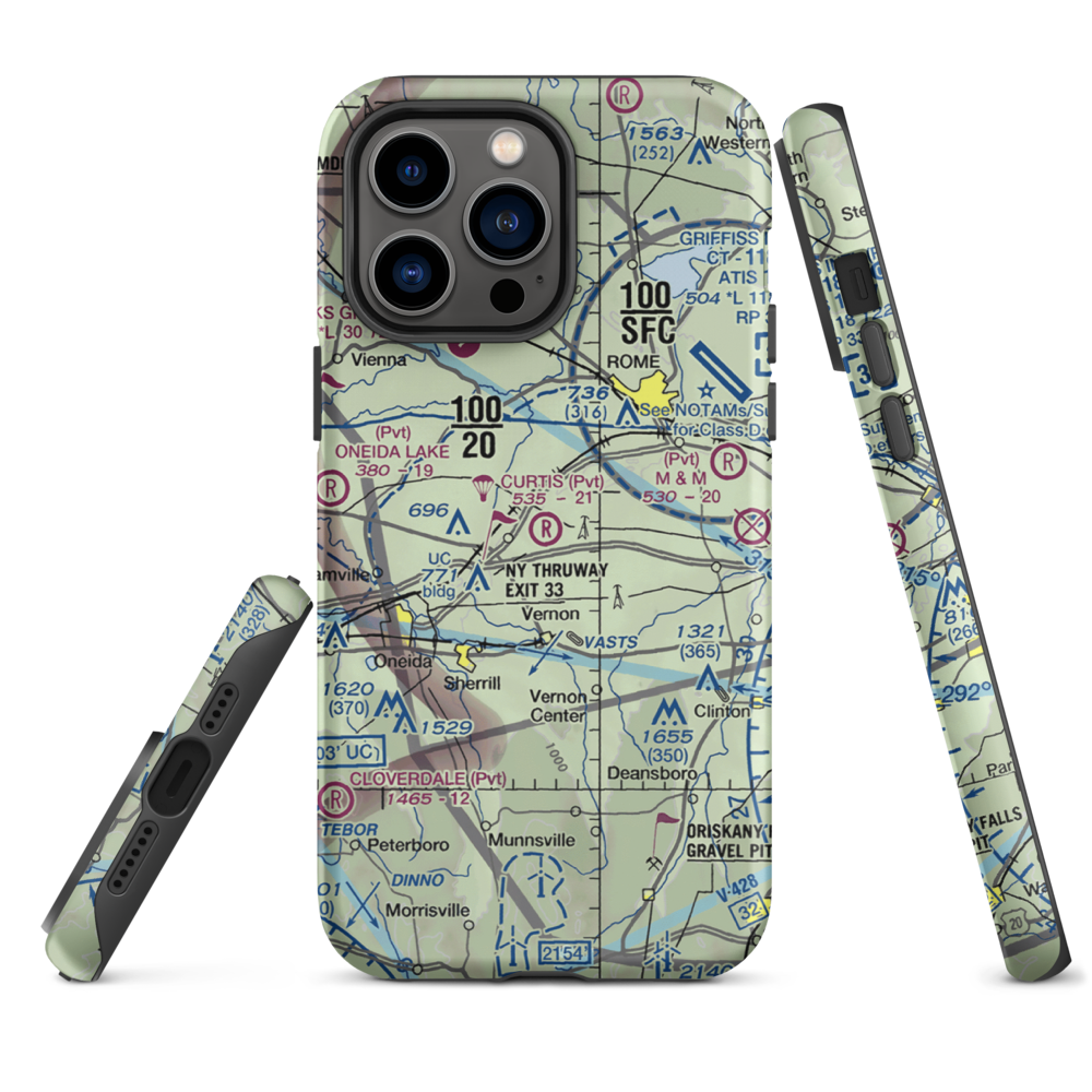 Curtis Airport (NY62) VFR Sectional  Tough iPhone Case iPhone 14 Pro Max model shown