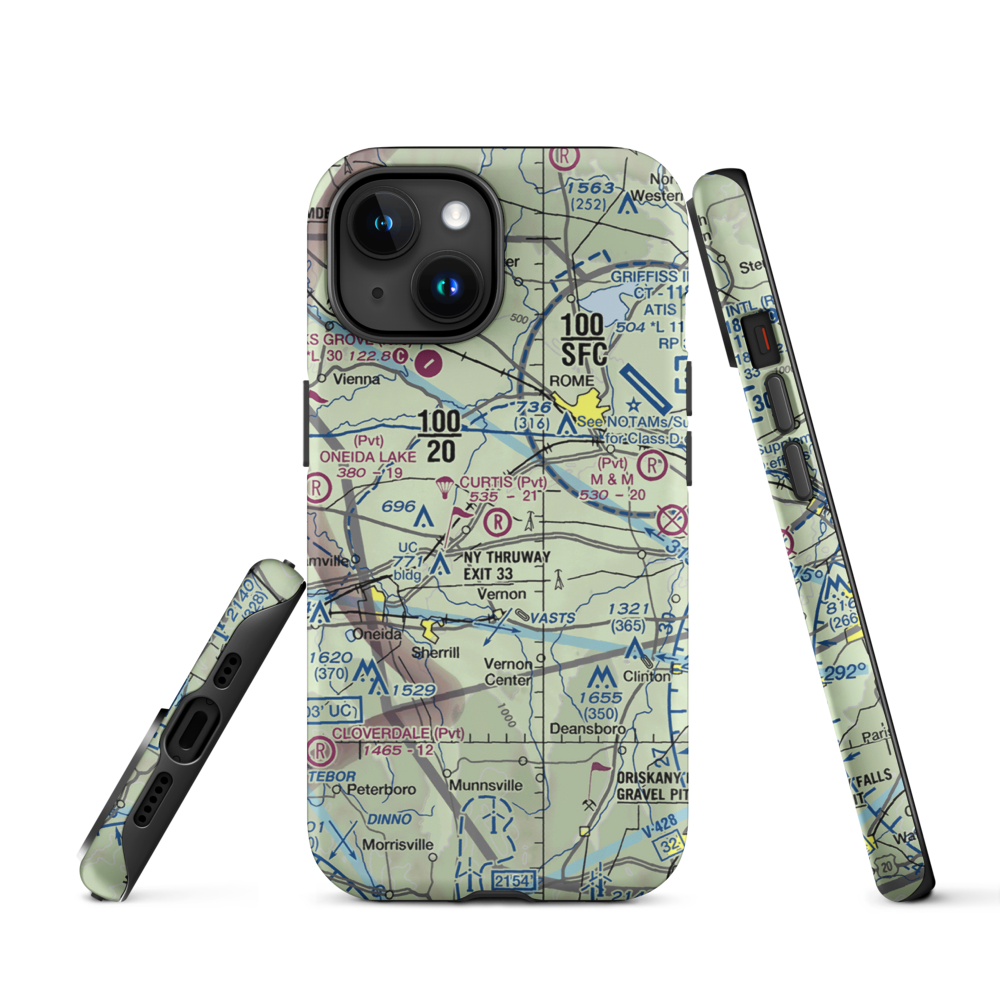 Curtis Airport (NY62) VFR Sectional  Tough iPhone Case iPhone 15 model shown