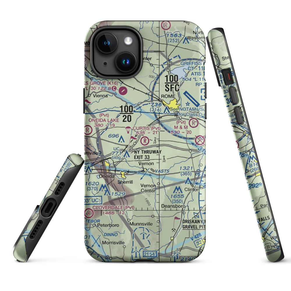 Curtis Airport (NY62) VFR Sectional  Tough iPhone Case iPhone 15 Plus model shown