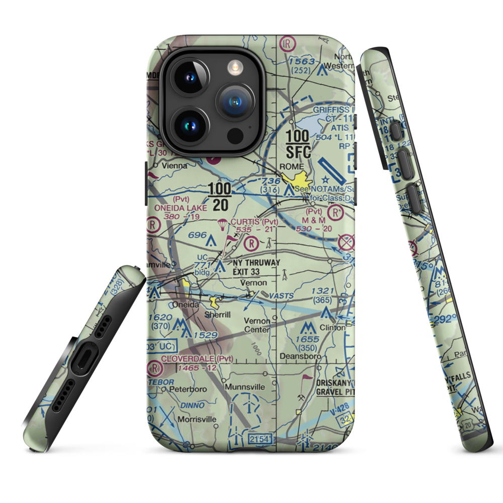 Curtis Airport (NY62) VFR Sectional  Tough iPhone Case iPhone 15 Pro Max model shown