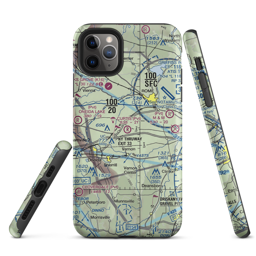Curtis Airport (NY62) VFR Sectional  Tough iPhone Case iPhone 11 Pro Max model shown