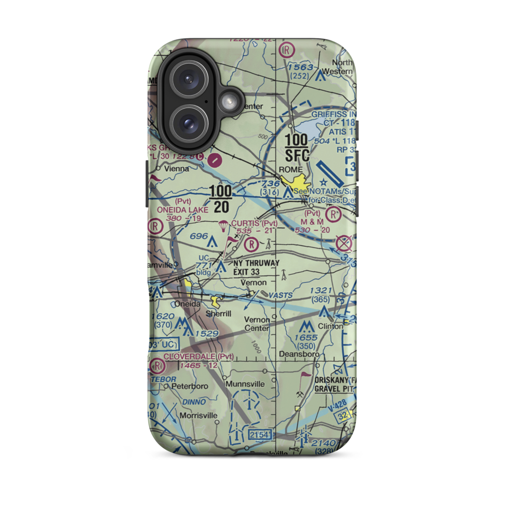 Curtis Airport (NY62) VFR Sectional  Tough iPhone Case iPhone 16 Plus model shown