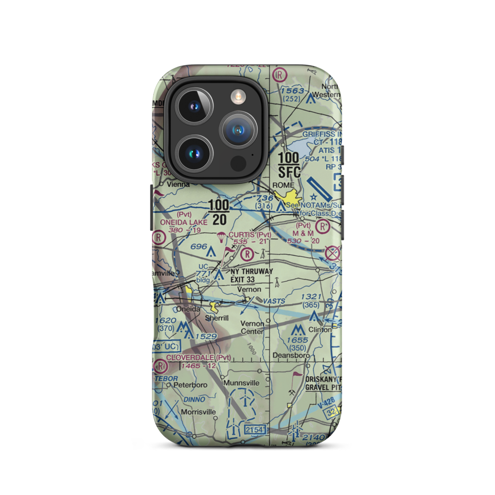 Curtis Airport (NY62) VFR Sectional  Tough iPhone Case iPhone 16 Pro model shown