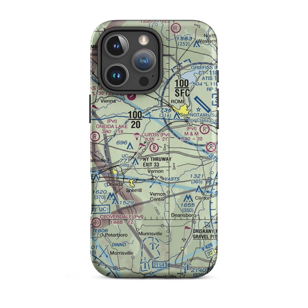Curtis Airport (NY62) VFR Sectional  Tough iPhone Case iPhone 16 Pro Max model shown