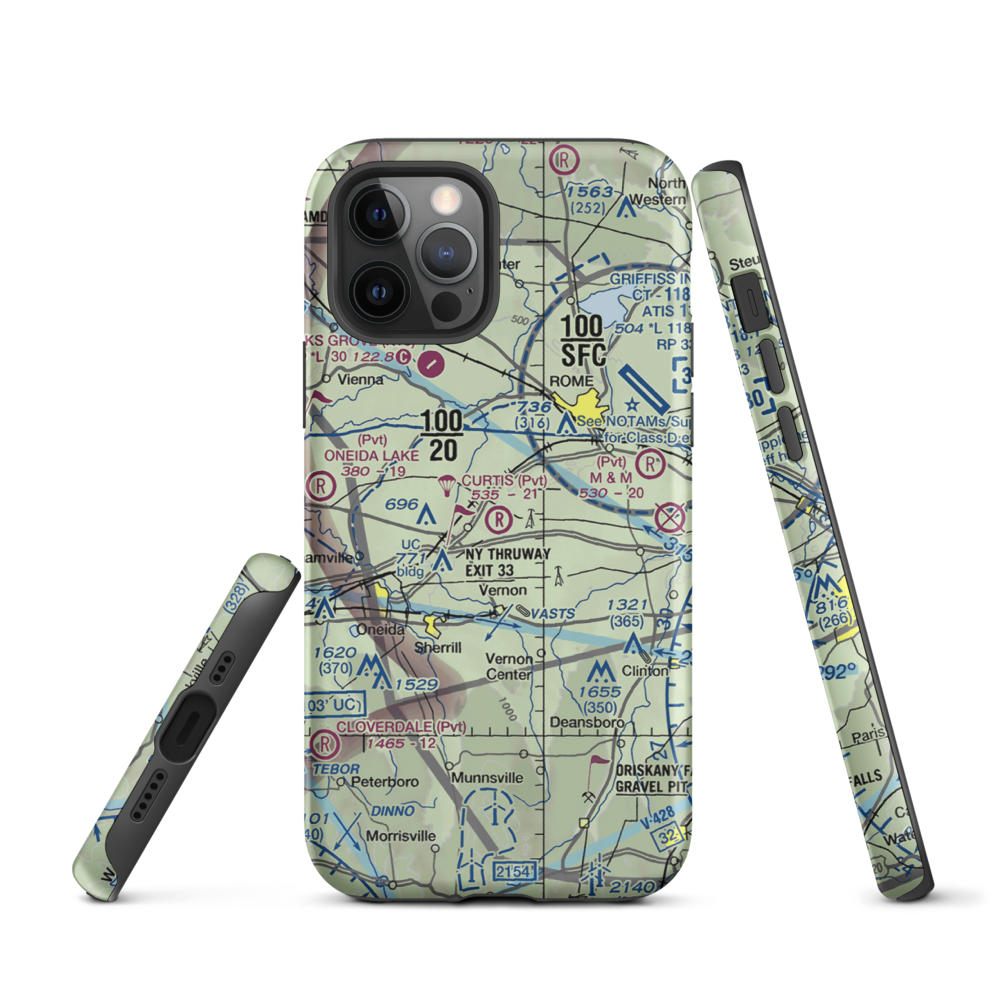 Curtis Airport (NY62) VFR Sectional  Tough iPhone Case iPhone 12 Pro model shown