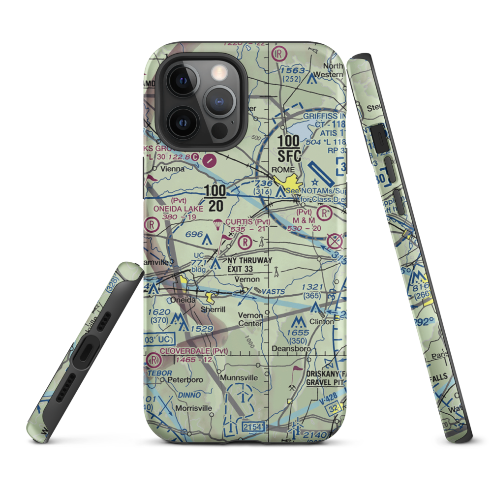 Curtis Airport (NY62) VFR Sectional  Tough iPhone Case iPhone 12 Pro Max model shown