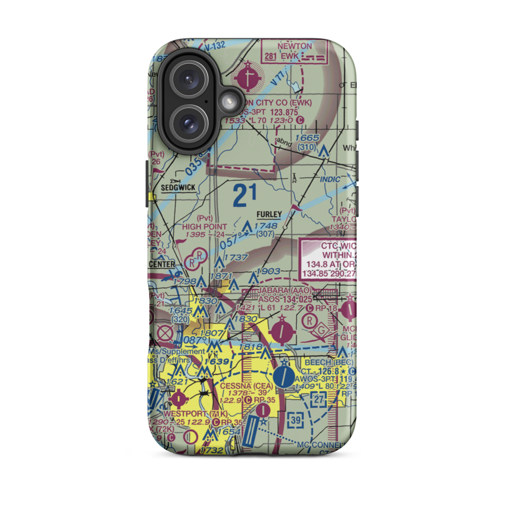 Curtis Airport (SN16) VFR Sectional  Tough iPhone Case iPhone 16 Plus model shown