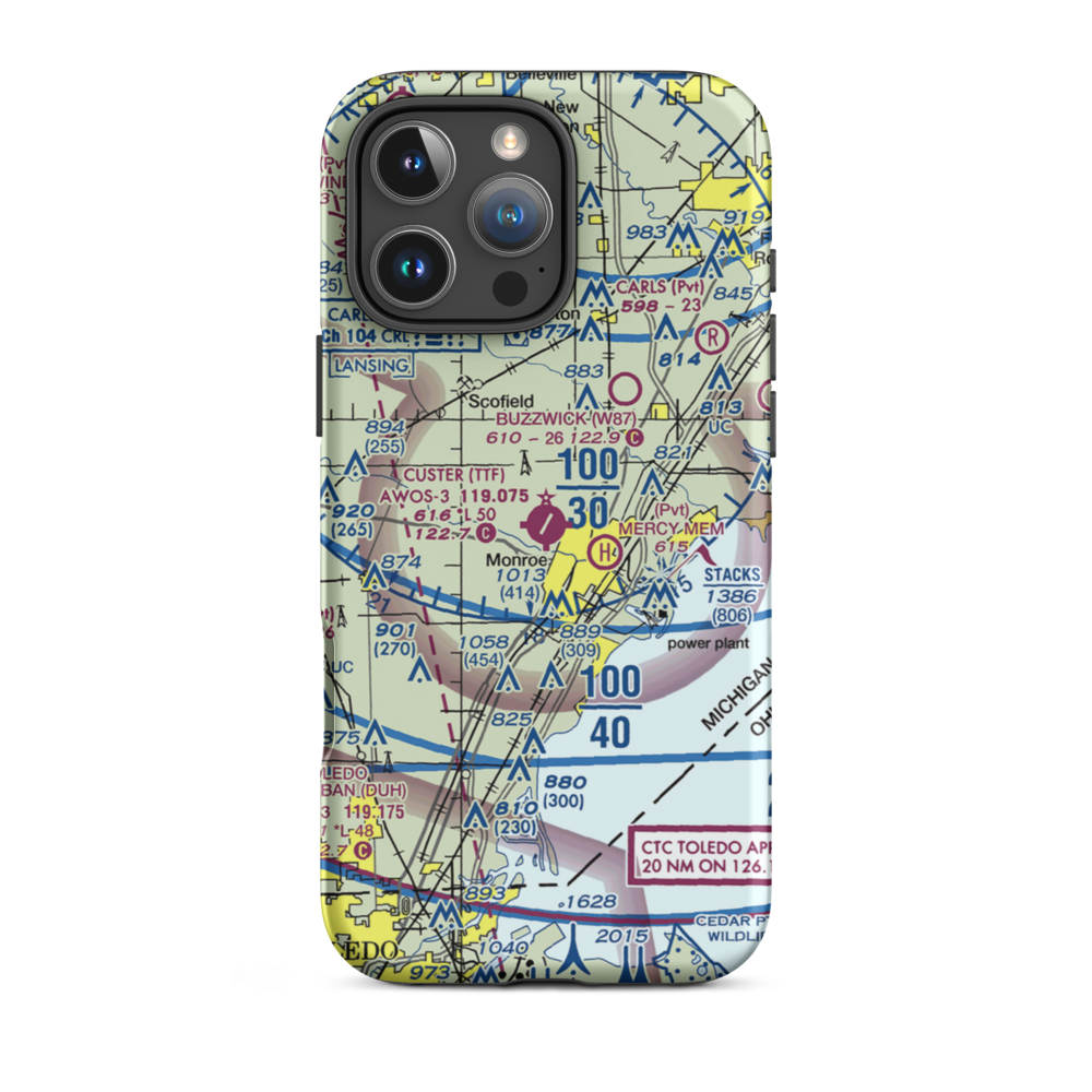 Custer Airport (TTF) VFR Sectional  Tough iPhone Case iPhone 16 Pro Max model shown