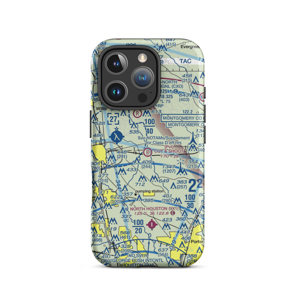 Cut and Shoot Airport (19TE) VFR Sectional  Tough iPhone Case iPhone 16 Pro model shown