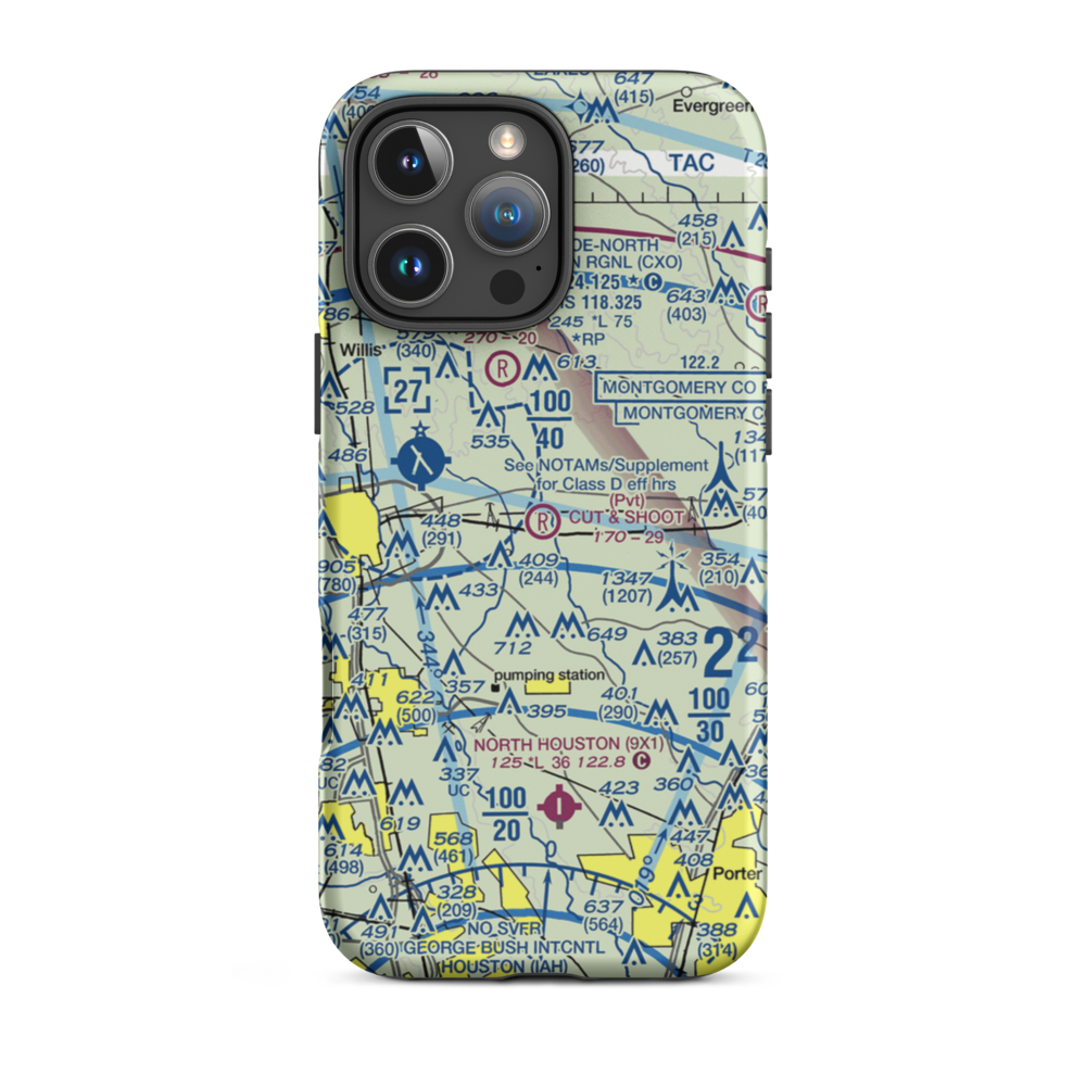 Cut and Shoot Airport (19TE) VFR Sectional  Tough iPhone Case iPhone 16 Pro Max model shown