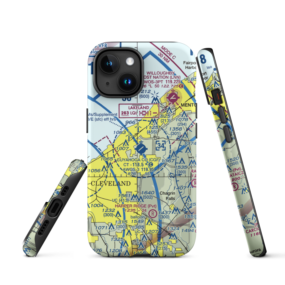 Cuyahoga County Airport (CGF) VFR Sectional  Tough iPhone Case iPhone 15 model shown