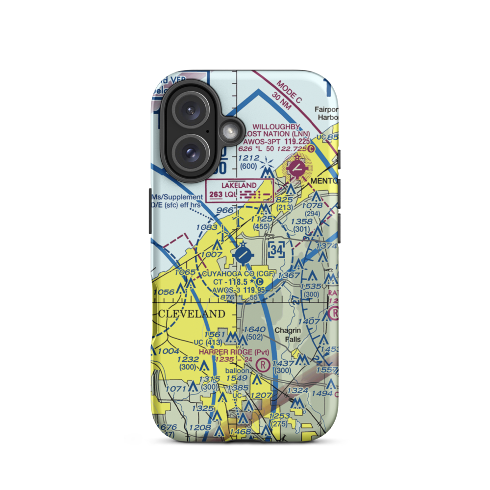 Cuyahoga County Airport (CGF) VFR Sectional  Tough iPhone Case iPhone 16 model shown