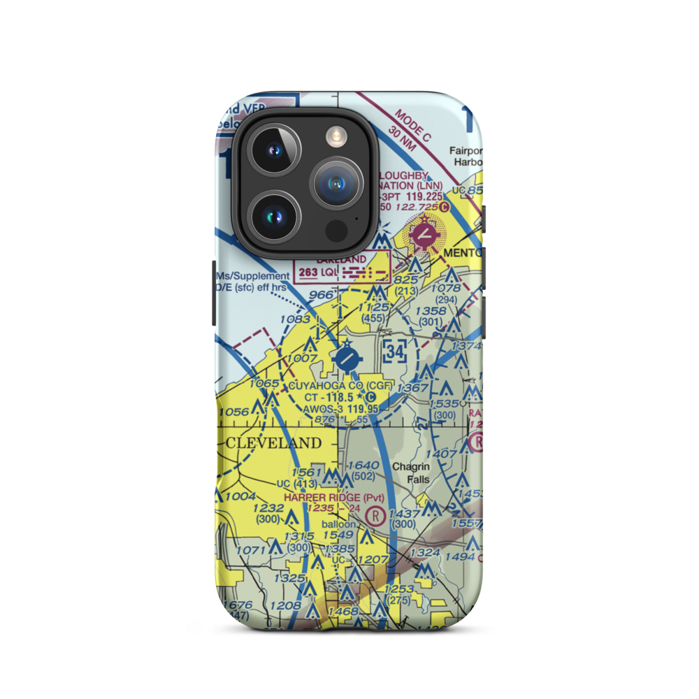 Cuyahoga County Airport (CGF) VFR Sectional  Tough iPhone Case iPhone 16 Pro model shown