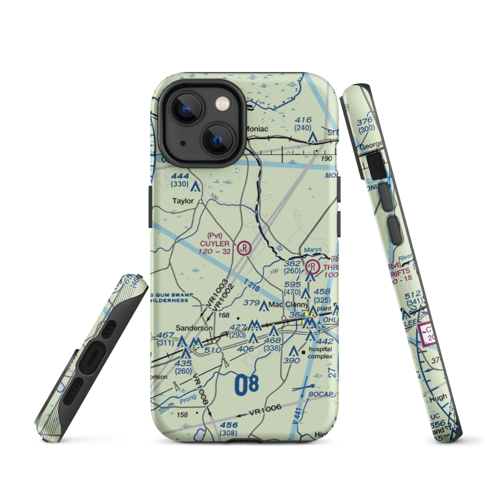 Cuyler Field (FD27) VFR Sectional  Tough iPhone Case iPhone 14 model shown