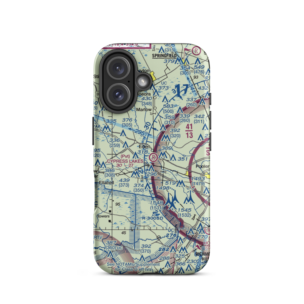 Cypress Lakes Airport (GA35) VFR Sectional  Tough iPhone Case iPhone 16 model shown