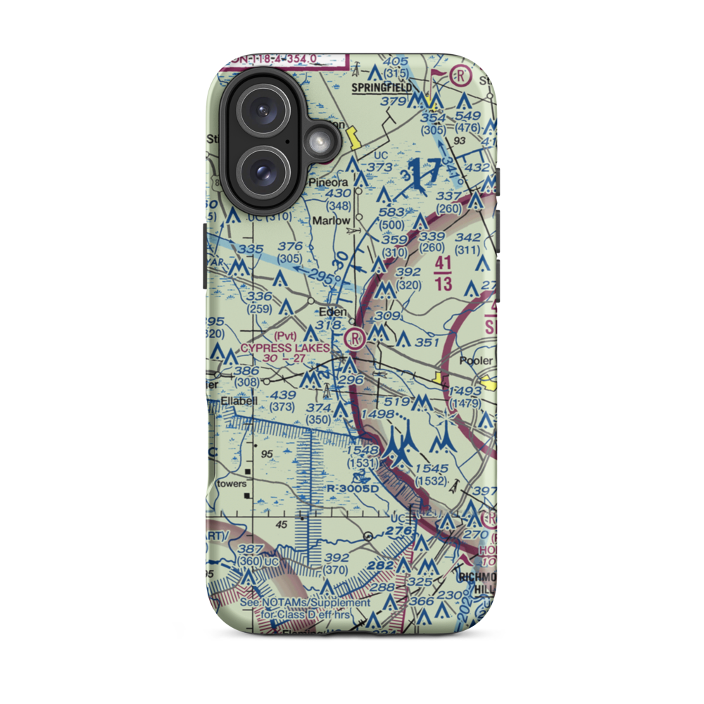 Cypress Lakes Airport (GA35) VFR Sectional  Tough iPhone Case iPhone 16 Plus model shown