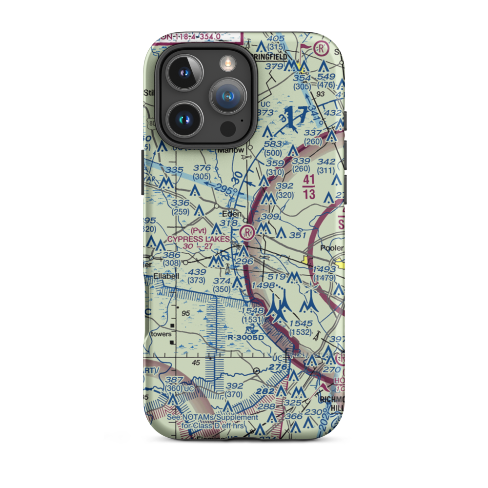 Cypress Lakes Airport (GA35) VFR Sectional  Tough iPhone Case iPhone 16 Pro Max model shown