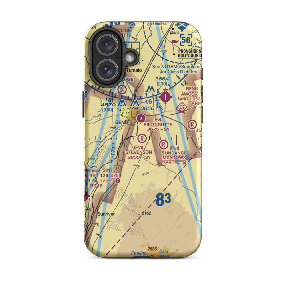 D M Stevenson Ranch Airport (OR30) VFR Sectional  Tough iPhone Case iPhone 16 Plus model shown