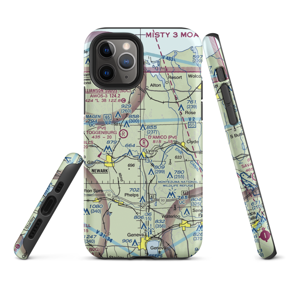 D'Amico Airport (NY13) VFR Sectional  Tough iPhone Case iPhone 11 Pro model shown