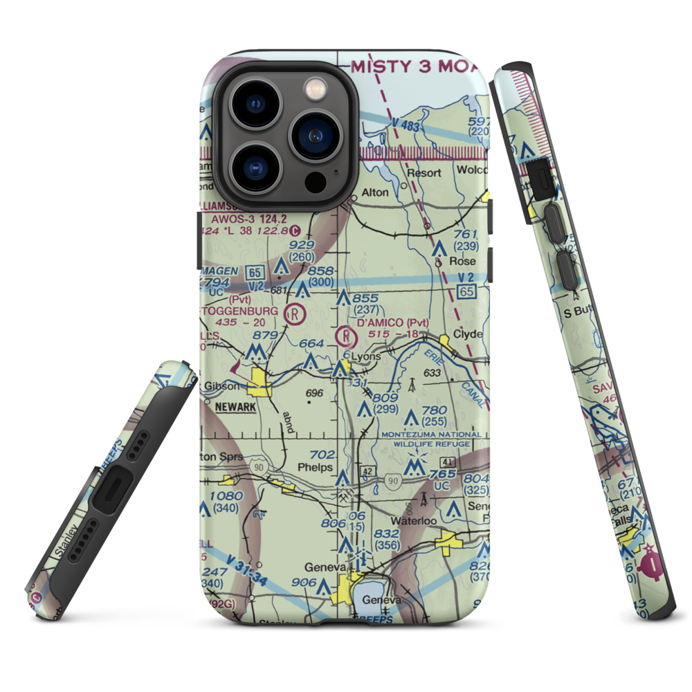 D'Amico Airport (NY13) VFR Sectional  Tough iPhone Case iPhone 13 Pro Max model shown