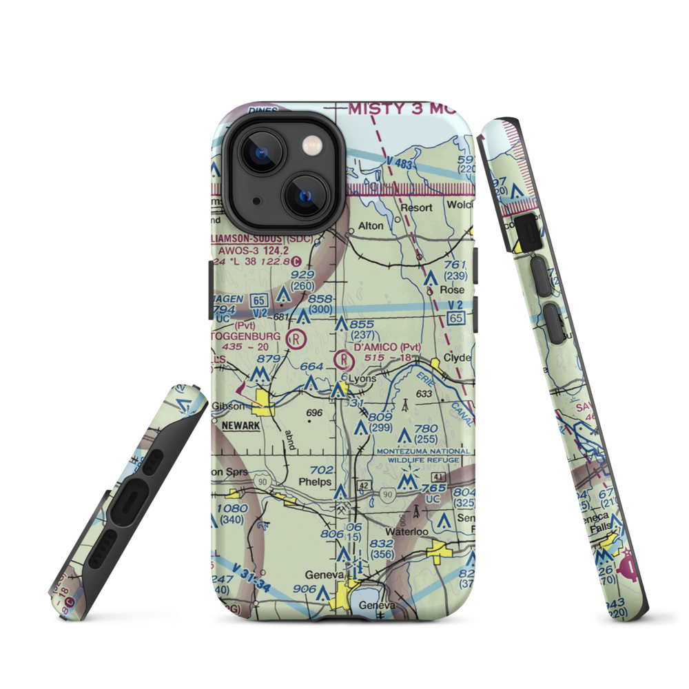 D'Amico Airport (NY13) VFR Sectional  Tough iPhone Case iPhone 14 model shown
