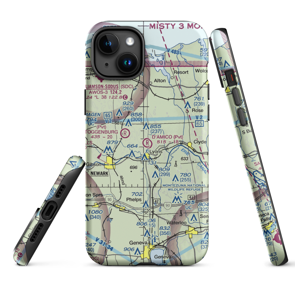 D'Amico Airport (NY13) VFR Sectional  Tough iPhone Case iPhone 15 Plus model shown