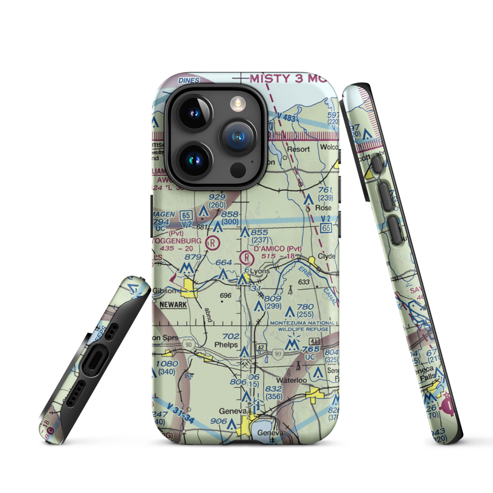 D'Amico Airport (NY13) VFR Sectional  Tough iPhone Case iPhone 15 Pro model shown