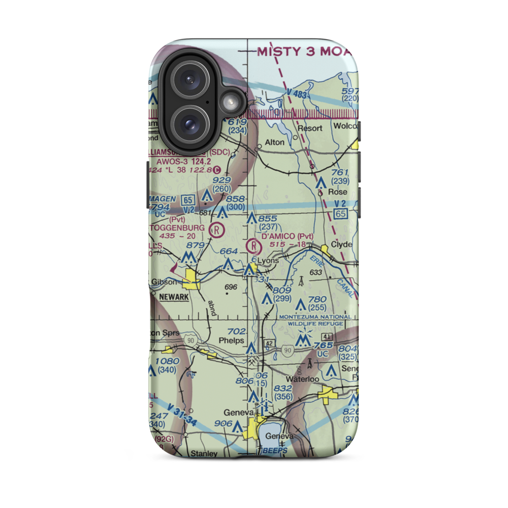 D'Amico Airport (NY13) VFR Sectional  Tough iPhone Case iPhone 16 Plus model shown