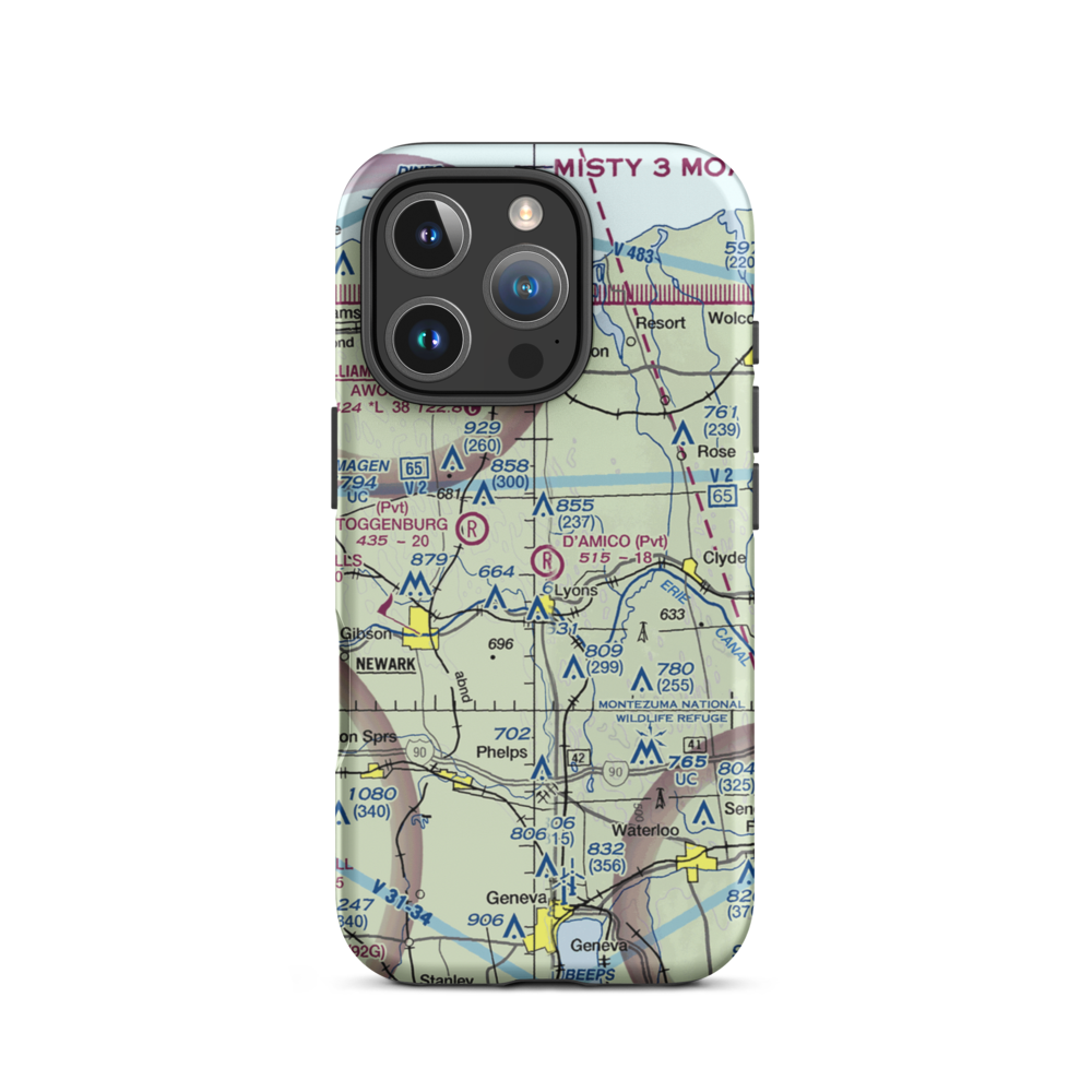 D'Amico Airport (NY13) VFR Sectional  Tough iPhone Case iPhone 16 Pro model shown