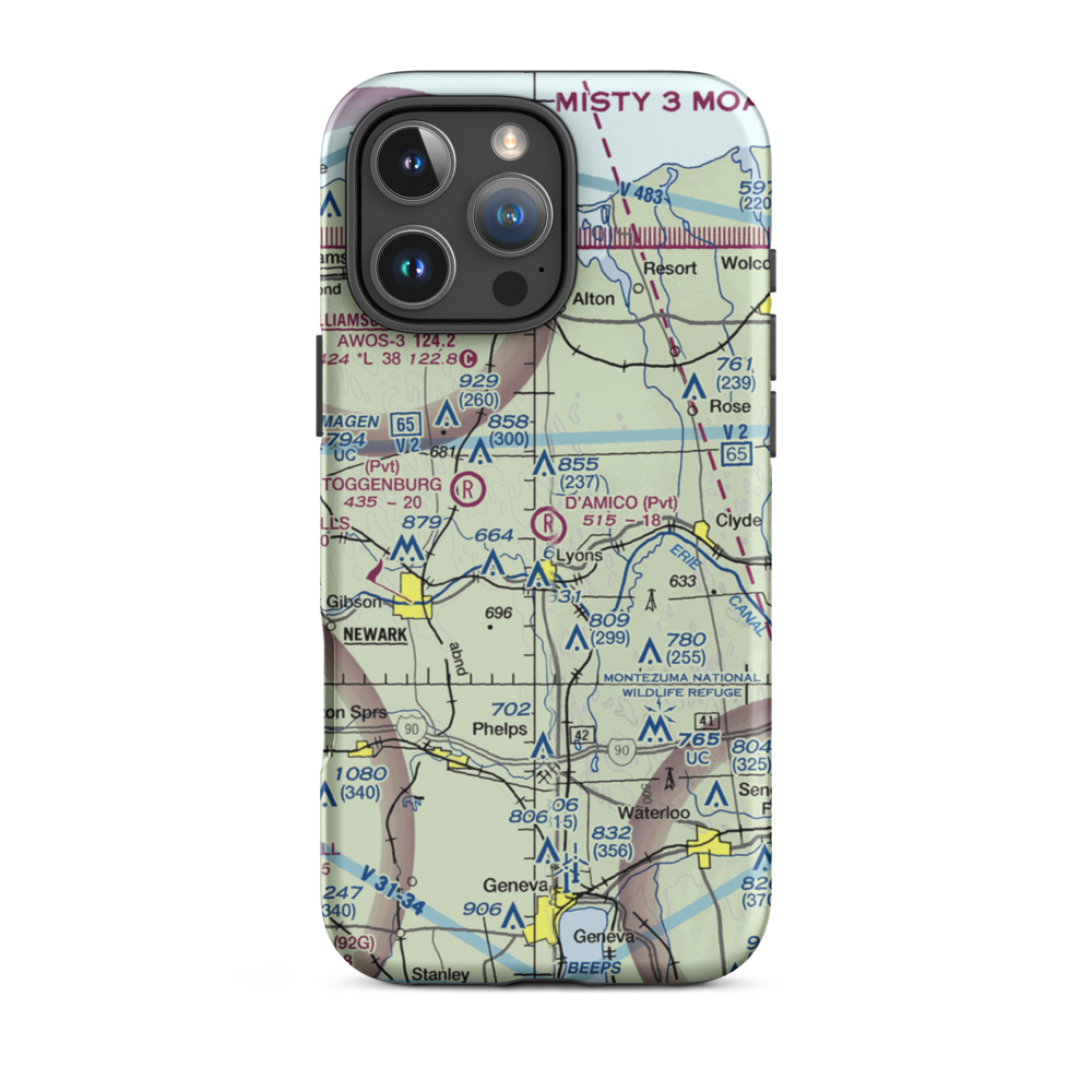 D'Amico Airport (NY13) VFR Sectional  Tough iPhone Case iPhone 16 Pro Max model shown