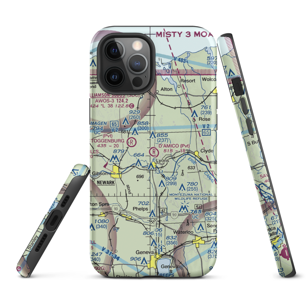 D'Amico Airport (NY13) VFR Sectional  Tough iPhone Case iPhone 12 Pro Max model shown