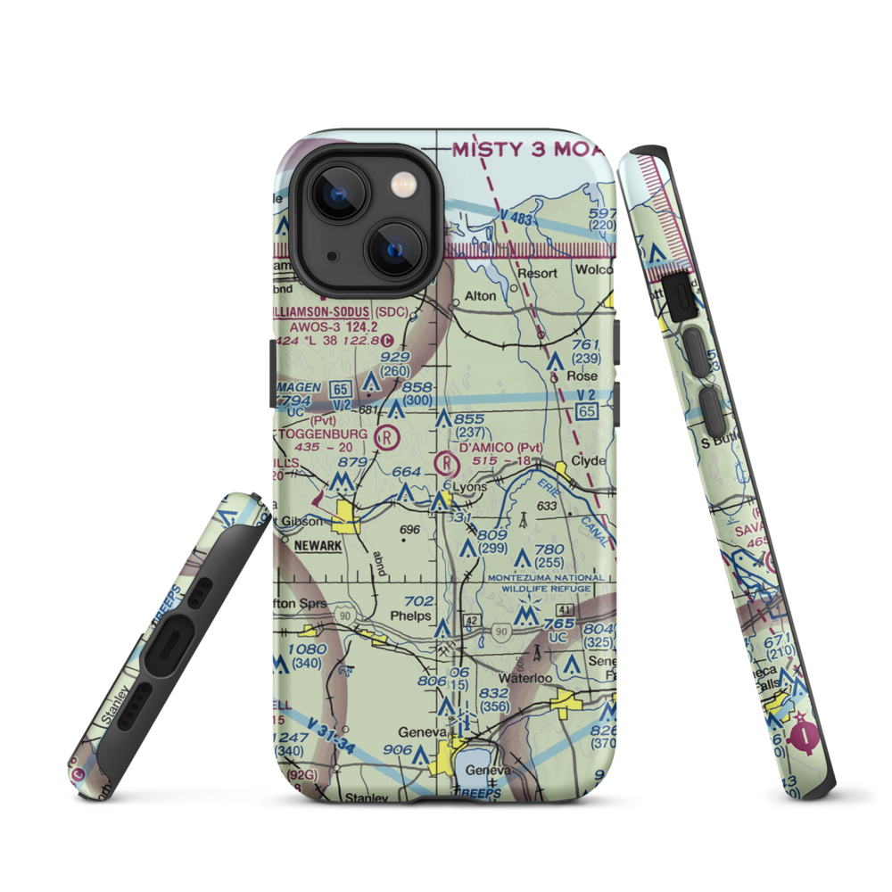 D'Amico Airport (NY13) VFR Sectional  Tough iPhone Case iPhone 13 model shown