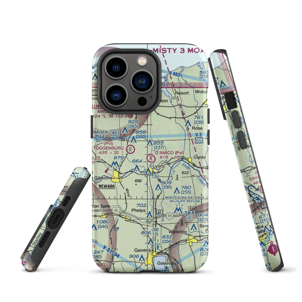 D'Amico Airport (NY13) VFR Sectional  Tough iPhone Case iPhone 13 Pro model shown