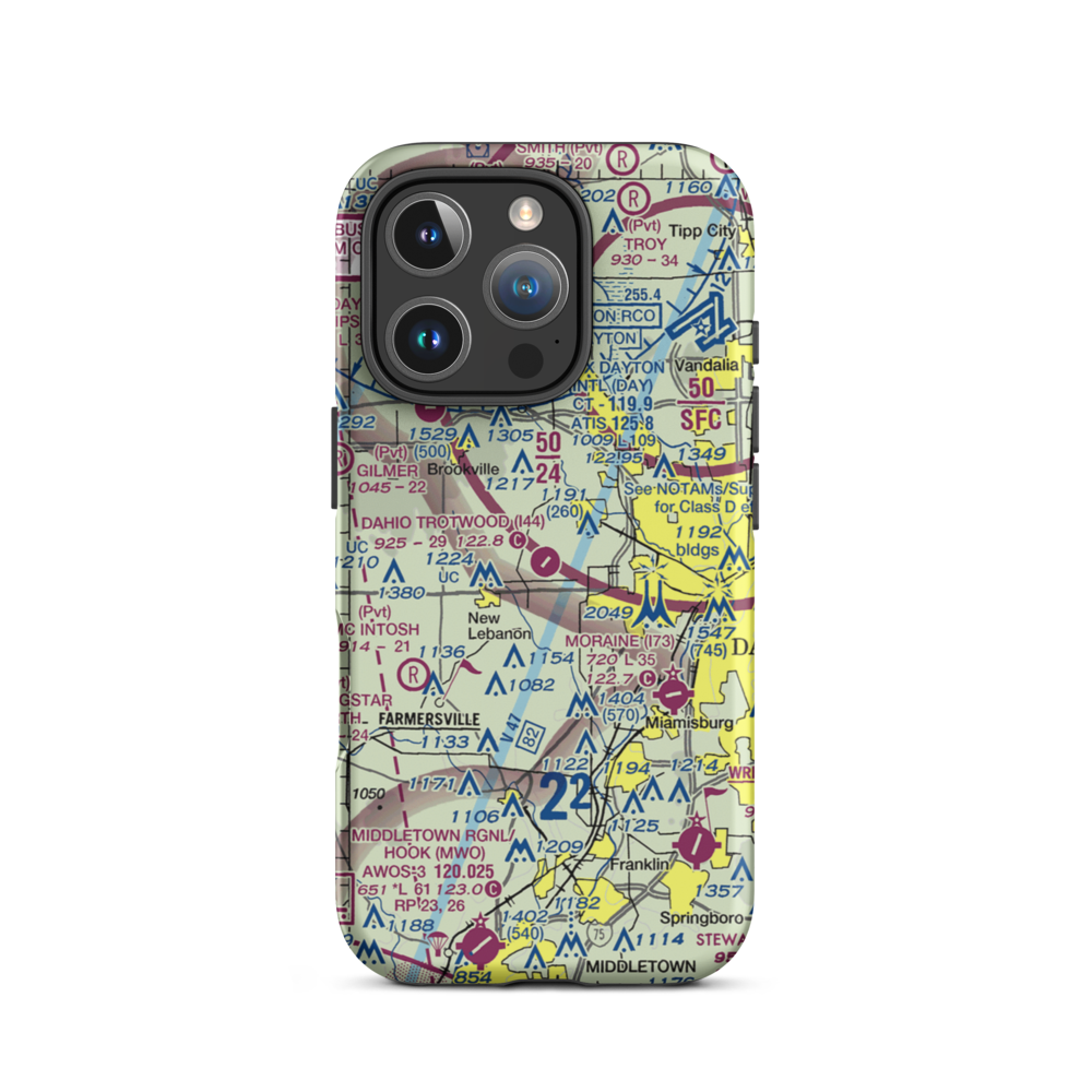 Dahio Trotwood Airport (I44) VFR Sectional  Tough iPhone Case iPhone 16 Pro model shown