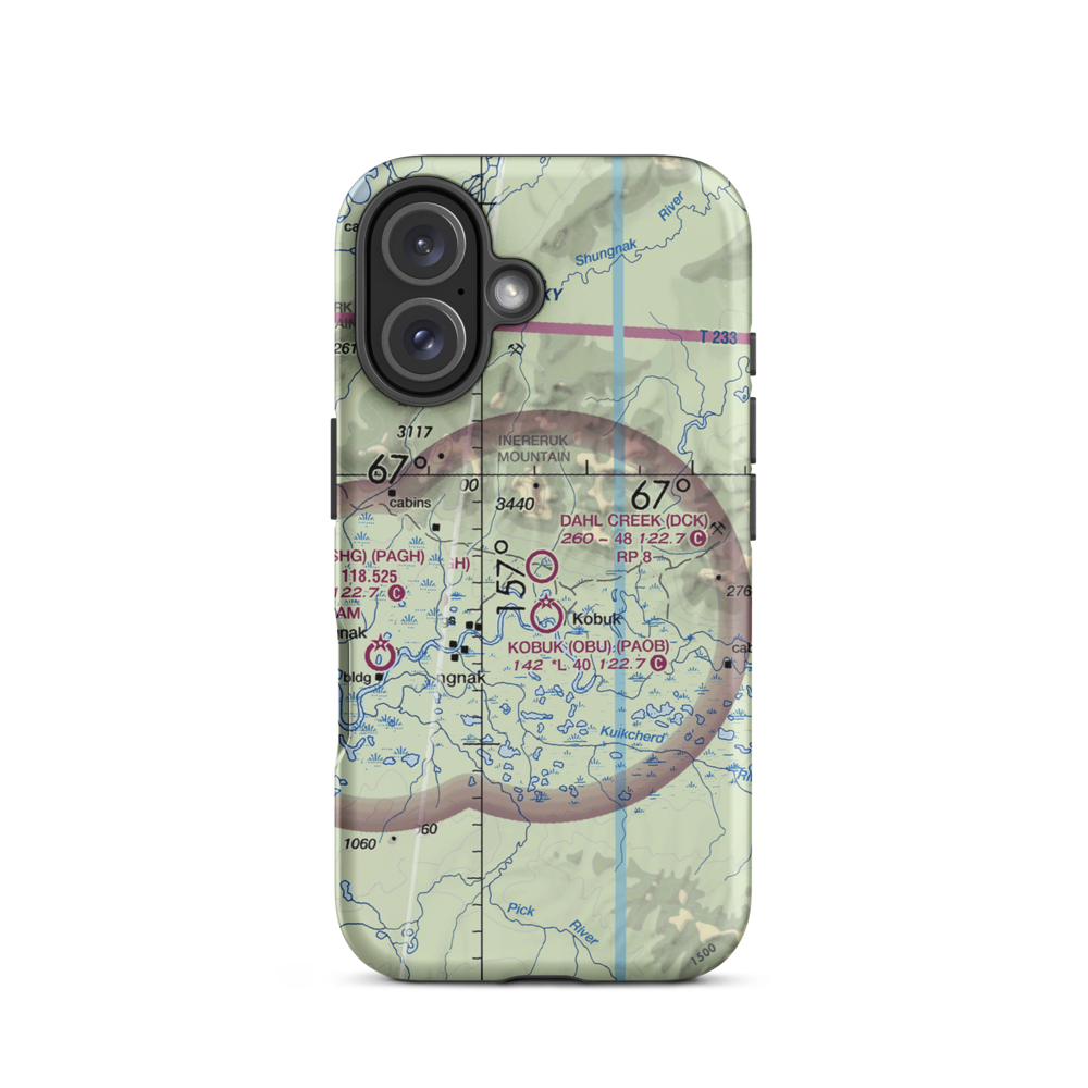 Dahl Creek Airport (DCK) VFR Sectional  Tough iPhone Case iPhone 16 model shown