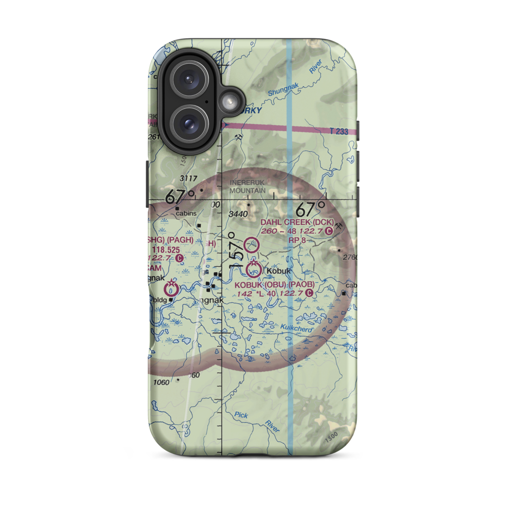 Dahl Creek Airport (DCK) VFR Sectional  Tough iPhone Case iPhone 16 Plus model shown