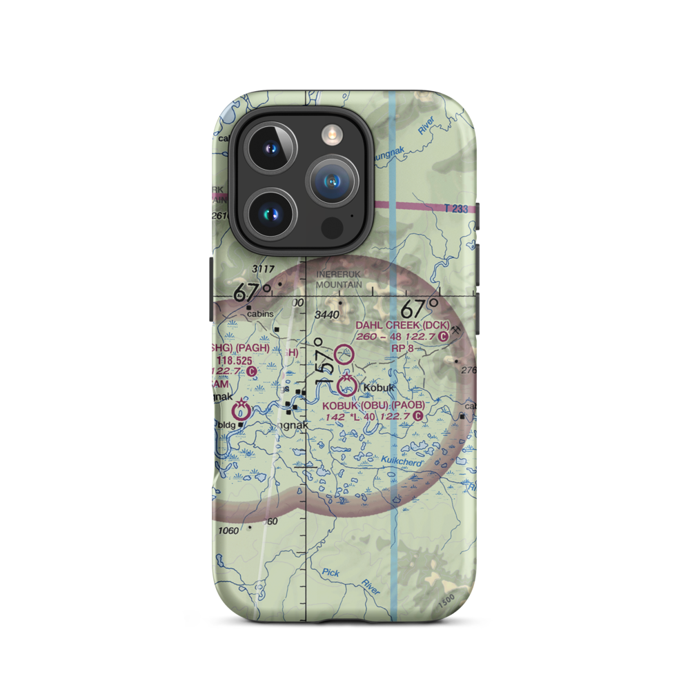 Dahl Creek Airport (DCK) VFR Sectional  Tough iPhone Case iPhone 16 Pro model shown
