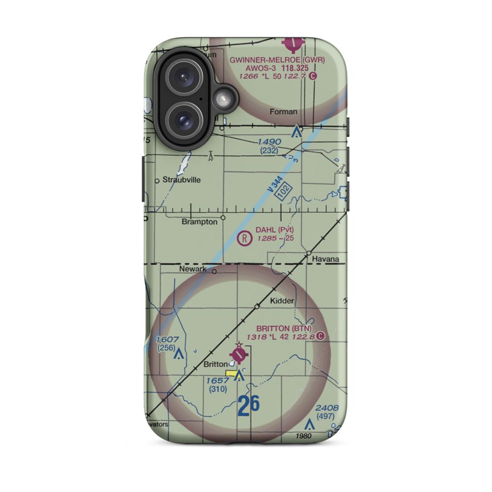 Dahl Private Airport (ND90) VFR Sectional  Tough iPhone Case iPhone 16 Plus model shown