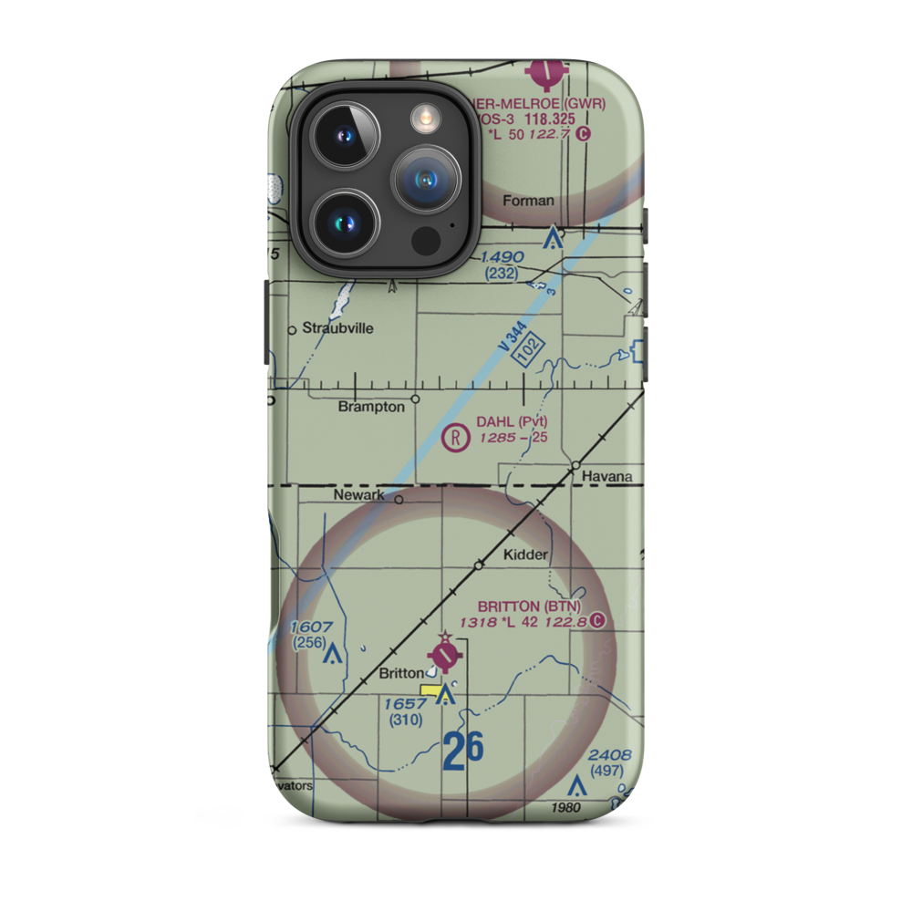 Dahl Private Airport (ND90) VFR Sectional  Tough iPhone Case iPhone 16 Pro Max model shown