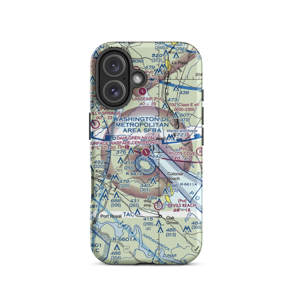 Dahlgren Naval Surface Warfare Center Airport (NDY) VFR Sectional  Tough iPhone Case iPhone 16 model shown