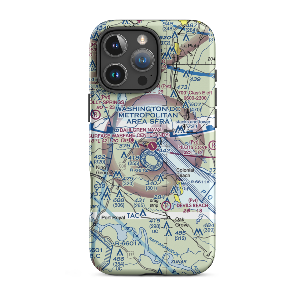 Dahlgren Naval Surface Warfare Center Airport (NDY) VFR Sectional  Tough iPhone Case iPhone 16 Pro Max model shown