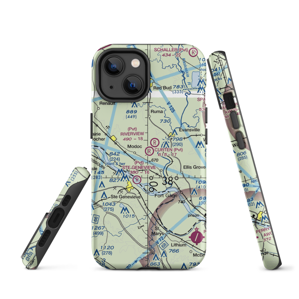 Dale Curten Farm Airport (37LL) VFR Sectional  Tough iPhone Case iPhone 14 model shown