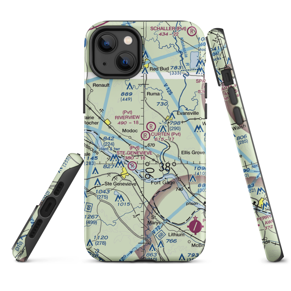 Dale Curten Farm Airport (37LL) VFR Sectional  Tough iPhone Case iPhone 14 Plus model shown