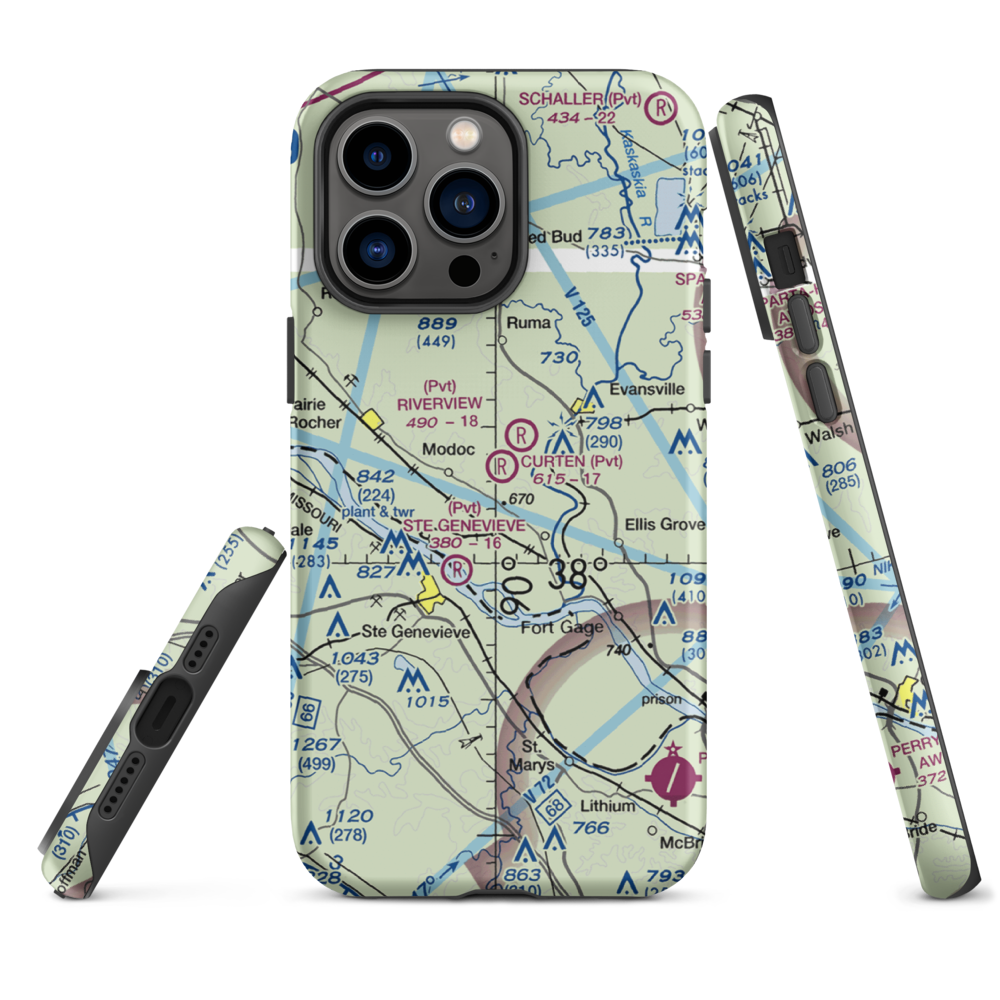 Dale Curten Farm Airport (37LL) VFR Sectional  Tough iPhone Case iPhone 14 Pro Max model shown